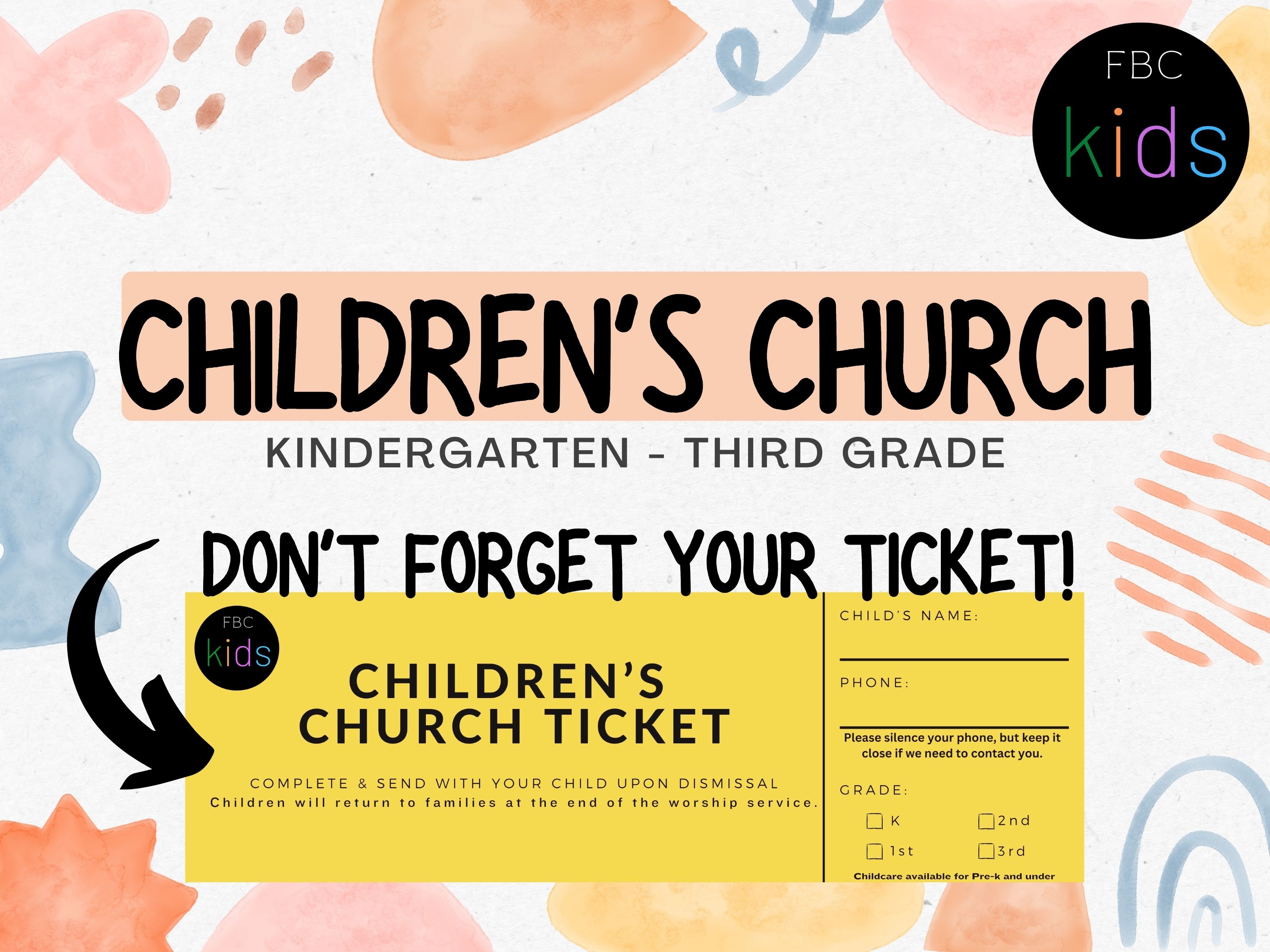 children's church slide with ticket